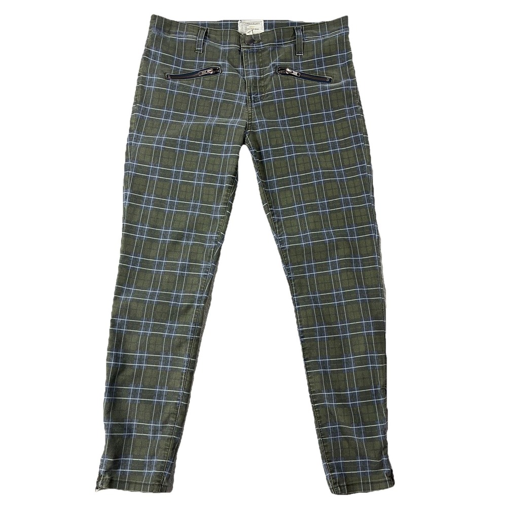 Current Elliott SoHo Zip Stiletto Highlander Plaid Jeans Women's 32 Punk Indie